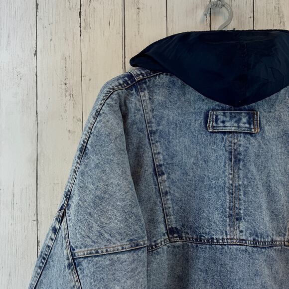 VTG 80's Hugo Valentino Acid Wash Sherpa Lined Denim Trucker Jacket Size Large - Picture 7 of 15